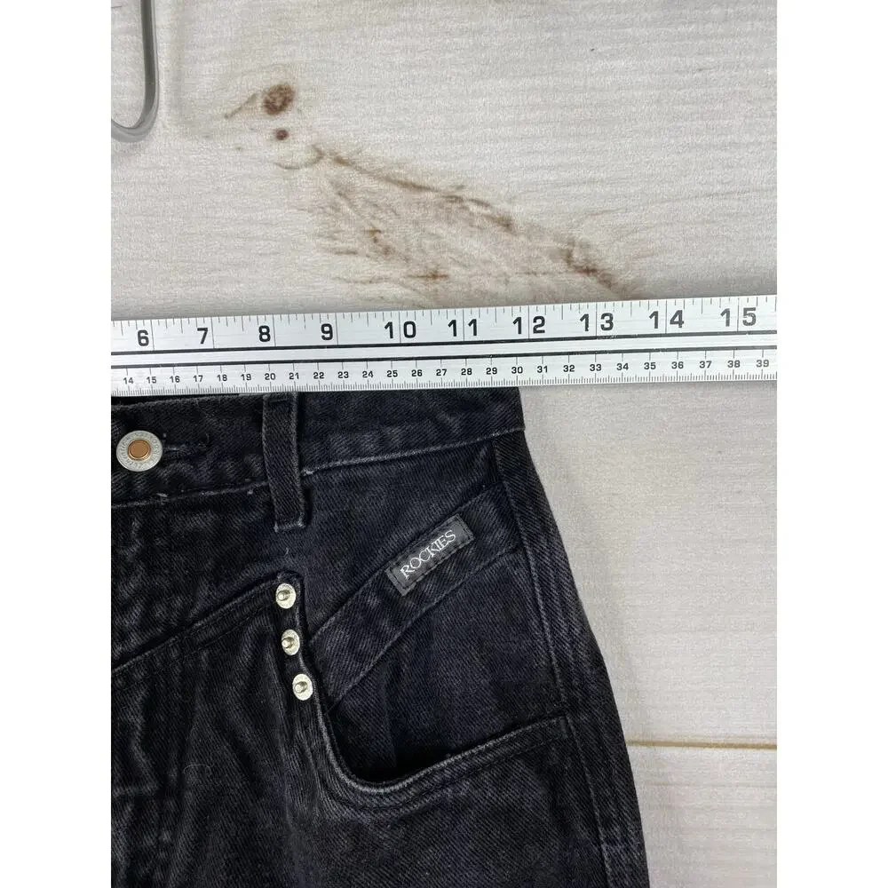 Vtg Rockies Jeans Womens 26/3 Black Rivets Bareback Riding High Rise Cowgirl 90s